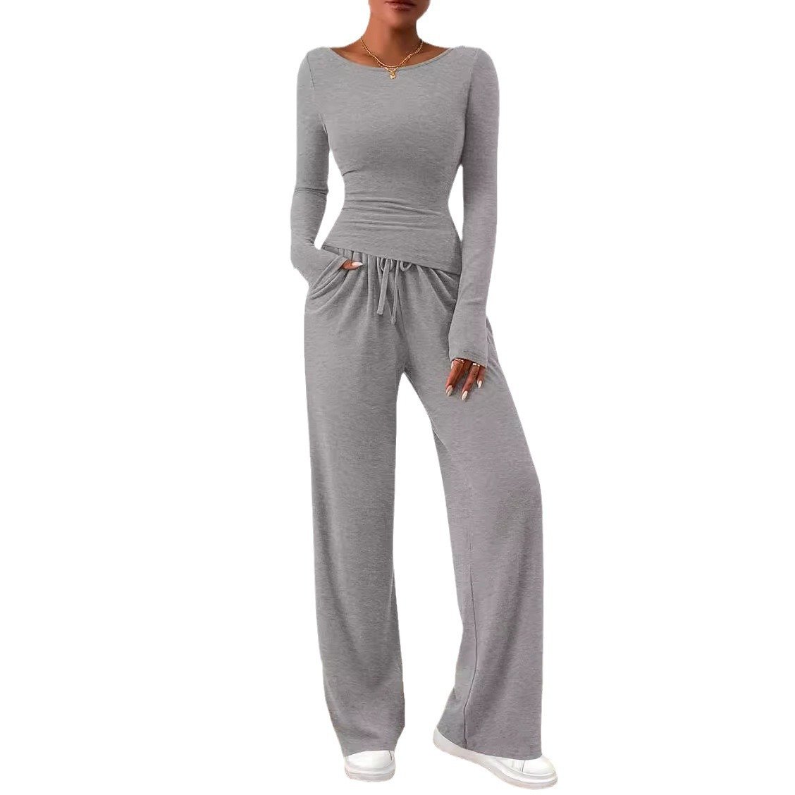 Camiseta de manga larga Anchos pantalones- Ropa deportiva informal - Image 5