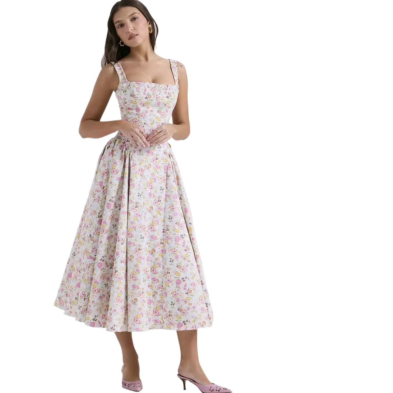 Vestido de largo medio con tirantes - Image 5