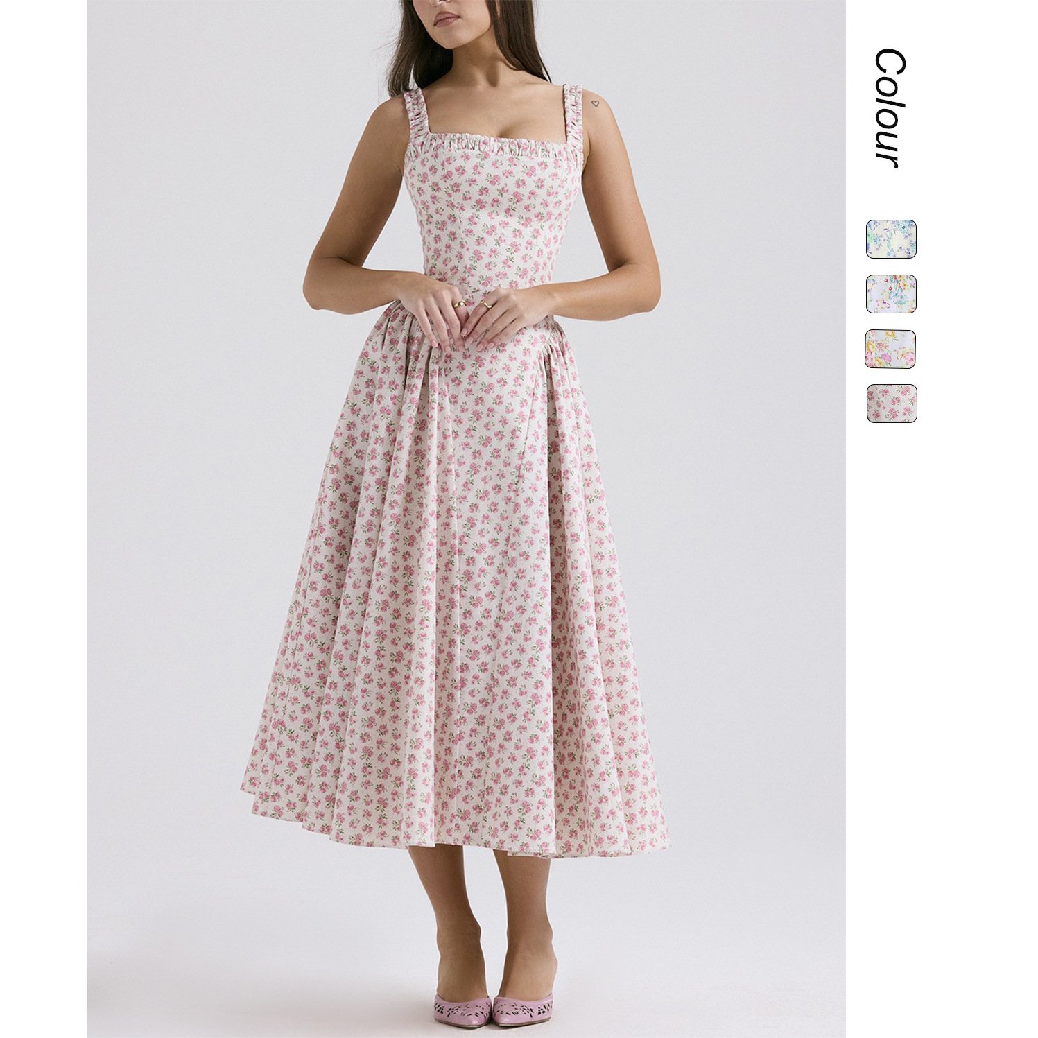 Vestido de largo medio con tirantes